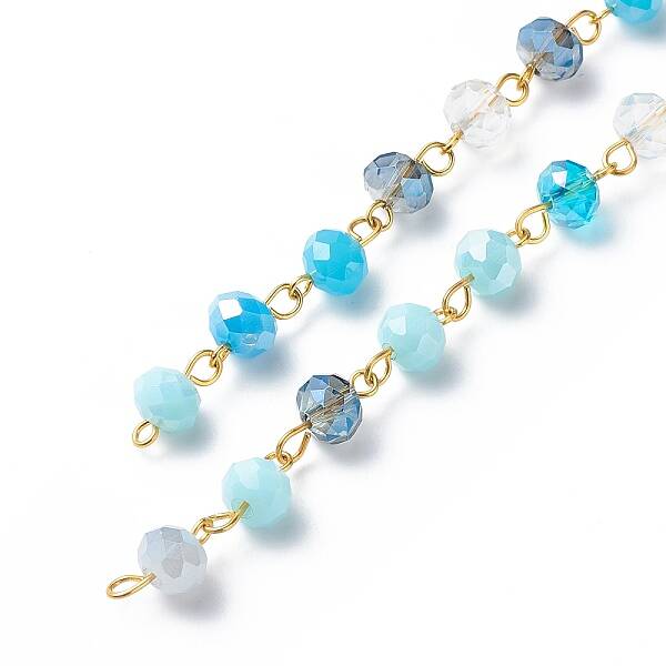 Handmade Electroplate Glass Faceted Rondelle Beaded Chains