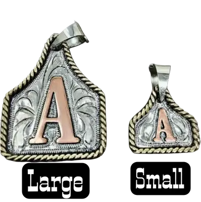 Handmade Cow Tag Necklace & Keychain with Copper Initial. Custom Made. Texas-Based. Fashion Jewelry Accessories