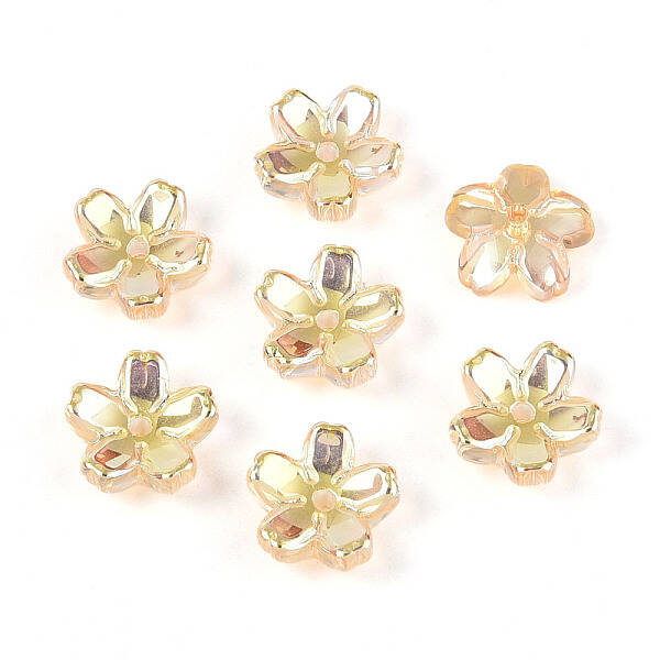 Transparent Electroplate Glass Bead Caps