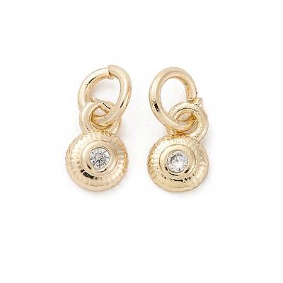 Brass Micro Pave Cubic Zirconia Charms