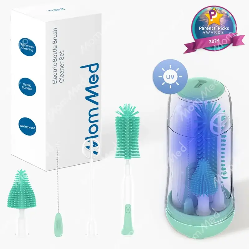 MomMed Electric Bottle Cleaning Brush Pink, Baby Bottle Brush Cleaner Water Bottle Cleaning Kit, Nipple Brush Pacifier Cleane...