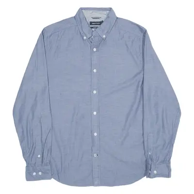 NAUTICA Plain Shirt Blue Long Sleeve Mens M
