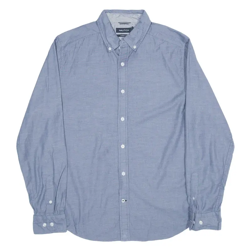 NAUTICA Plain Shirt Blue Long Sleeve Mens M