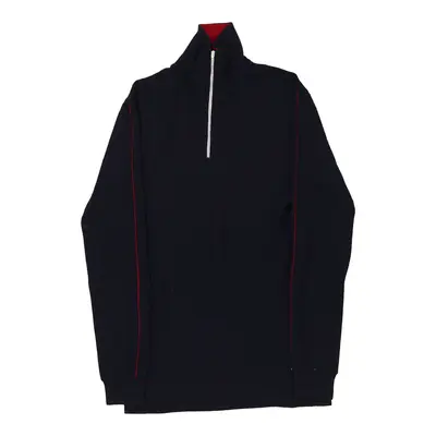 1980s Valcismon 1/4 Zip - Small Navy Cotton Blend