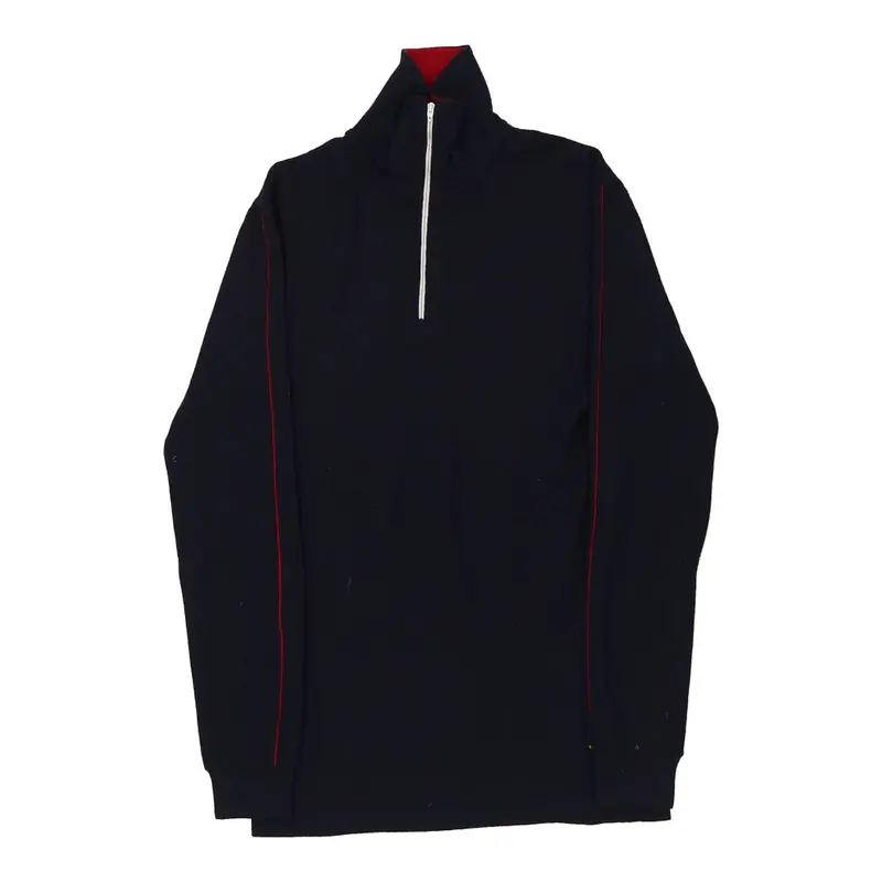1980s Valcismon 1/4 Zip - Small Navy Cotton Blend