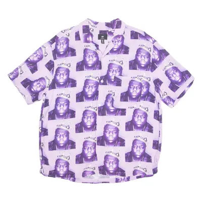 H&M The Notorious B.I.G. Mens Shirt Purple Crazy Pattern M