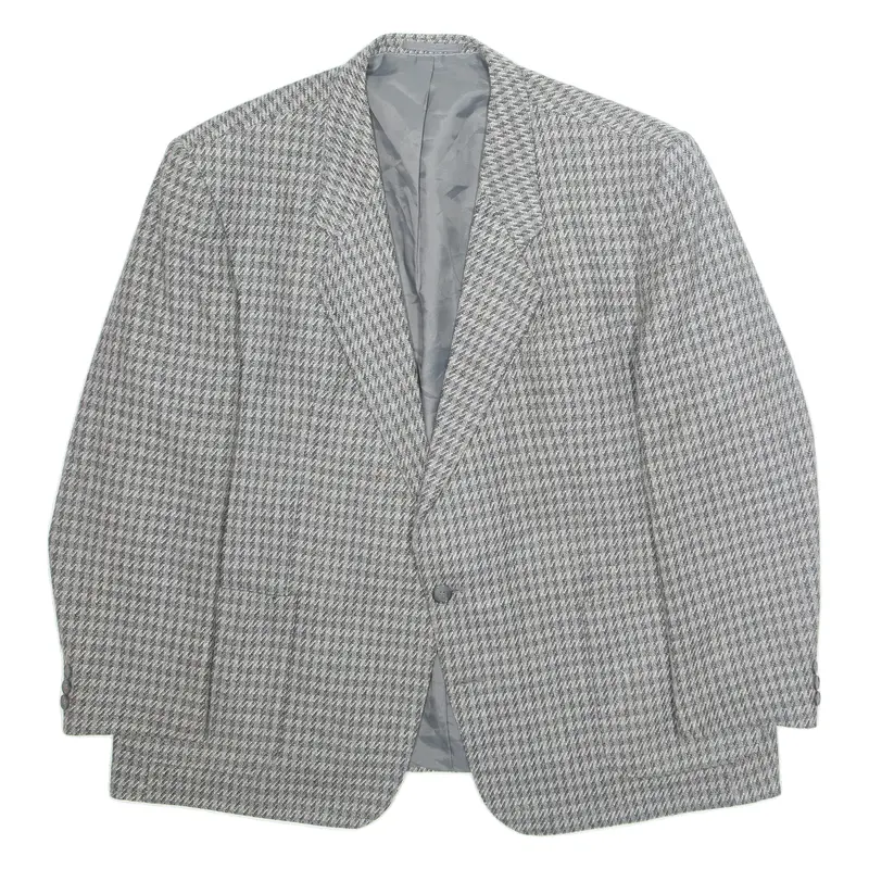 Mens Blazer Jacket Grey Crazy Pattern L