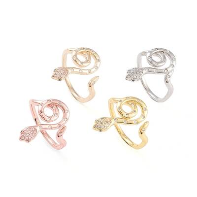 Brass Micro Pave Clear Cubic Zirconia Cuff Rings