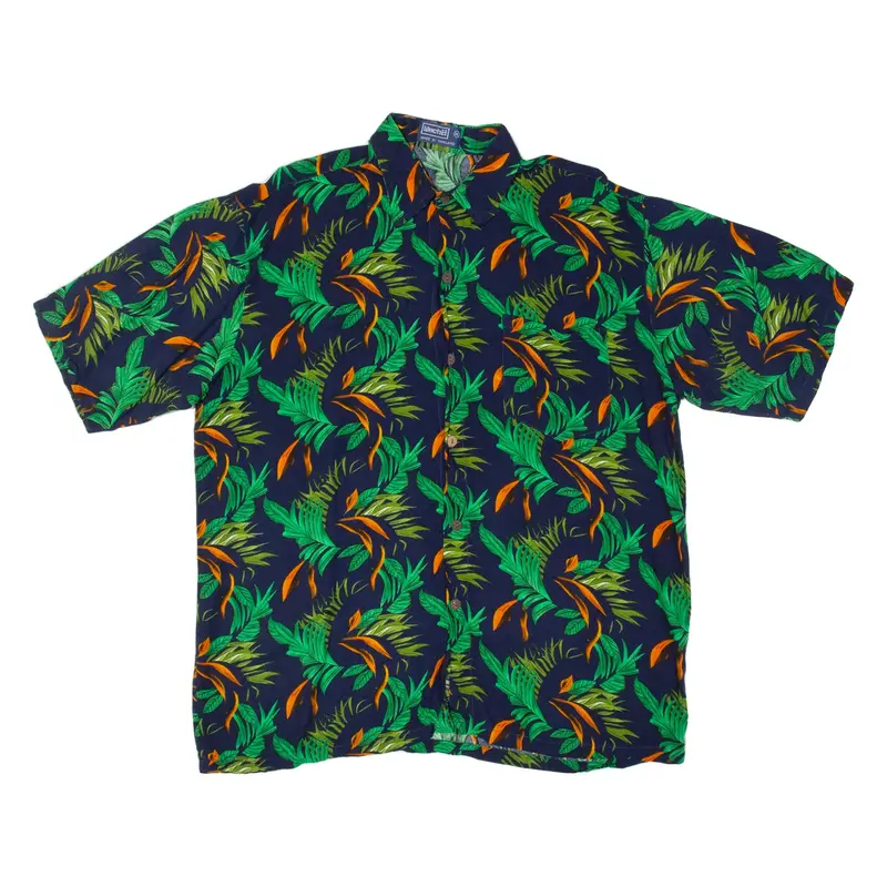 WACHII Mens Hawaiian Shirt Black Floral XL