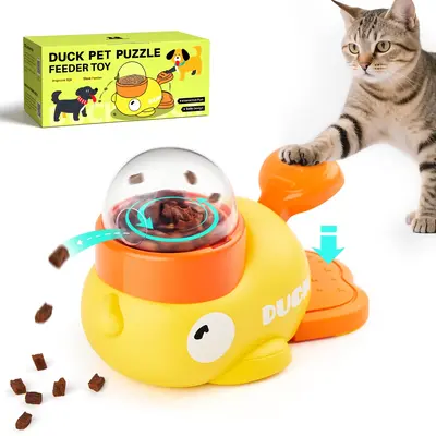 Potaroma Cat Puzzle Treat Dispenser Toy, Interactive Duck-Shaped Food Slow Feeder for Cats and Small Dogs Enrichment, IQ Trai...