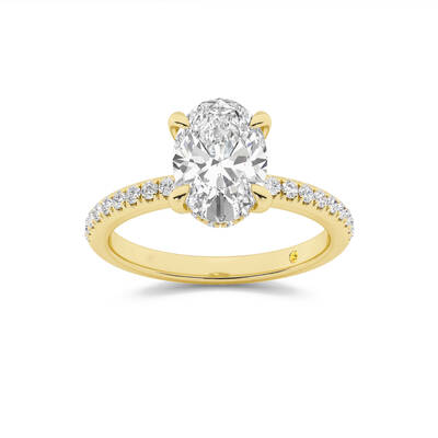 Aurelia Half Coverage Hidden Halo Oval Lab Grown Diamond Engagement Ring | 14K Yellow Gold 2 7/8 CT. TW.
