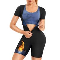 Sauna Sweat Suit for Women Slimming Full Body Shaper Sweat Suit Multi-Function Yoga Suit Workout Top with Sleeve Shorts Plus ...