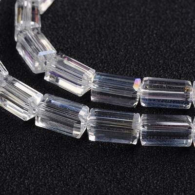 AB Color Plated Faceted Cuboid Electroplate Glass Beads Strands