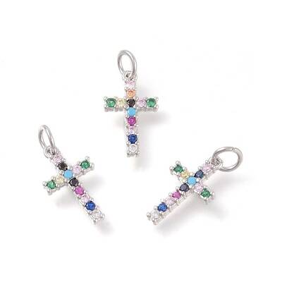 Brass Micro Pave Cubic Zirconia Pendants