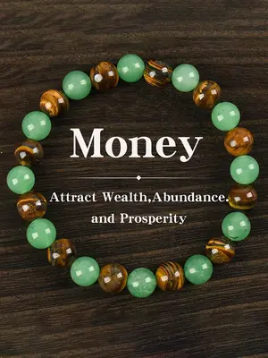 1 Alprena Money Attraction Bracelet with Chrysoprase and Tiger's Eye - Blue Friendship Bead Bracelet Jewelry Protection Brace...
