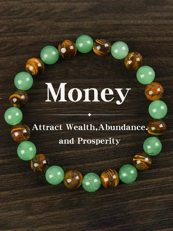 1 Alprena Money Attraction Bracelet with Chrysoprase and Tiger's Eye - Blue Friendship Bead Bracelet Jewelry Protection Brace...