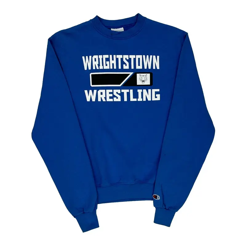 Wrightstown Wrestling Champion Sweatshirt - Small Blue Cotton Blend