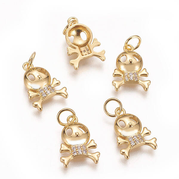 Brass Micro Pave Cubic Zirconia Charms