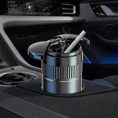 Car Smart Stainless Steel Ashtray with Automatic Opening and Closing Infrared Sensor and USB Rechargeable Smokeless Light-Sen...