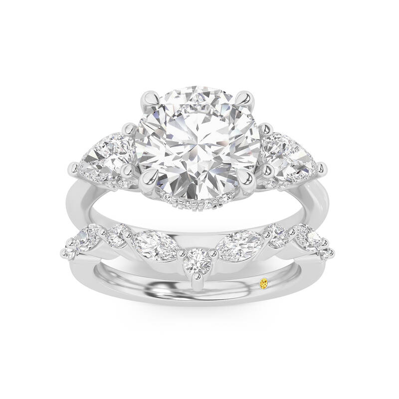 Celestia Lab Grown Round Diamond Engagement Ring with The Angelina Wedding Band | 18K White Gold 3 ct. tw.