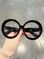 Simple Anti-blue Light Round Shaped Eyeglasses, Fashion Black Eyeglasses for Women & Men for Work, Daily Clothing Decor, Perf...