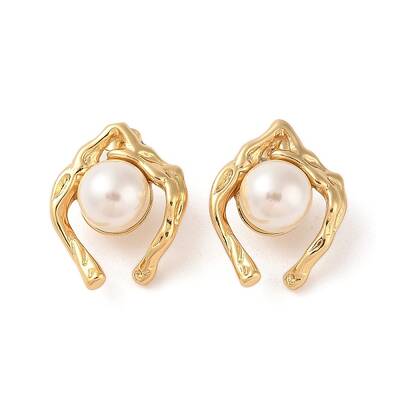 304 Stainless Steel Plastic Bead Stud Earrings