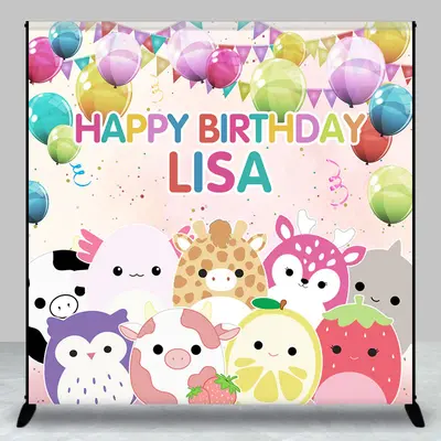 Colorful Animals Balloons Custom Birthday Backdrop