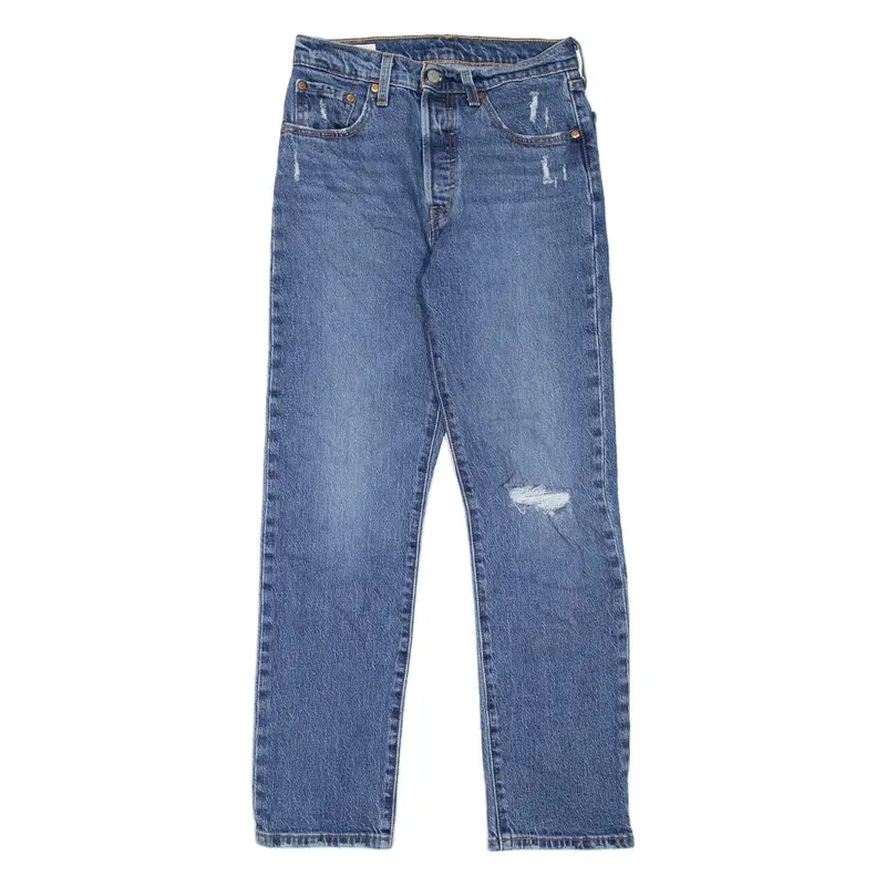 LEVI'S 501 Jeans Premium Distressed Womens Blue Regular Straight W25 L28