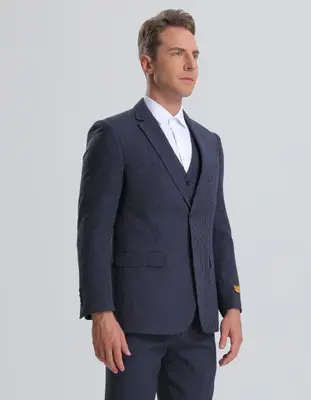 Kentucky Derby Seersucker Suits For Men - Big and Tall Seersucker Suit Mens Vested Summer Seersucker Suit in Navy on Navy Pin...
