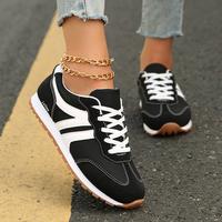 Women's Fashion Sneakers Casual Athletic Shoes - Solid Color Low Top Lace-Up with Plain Toe Fabric Inner PVC Sole For Women