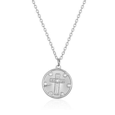 Round Cross Pendant Necklaces