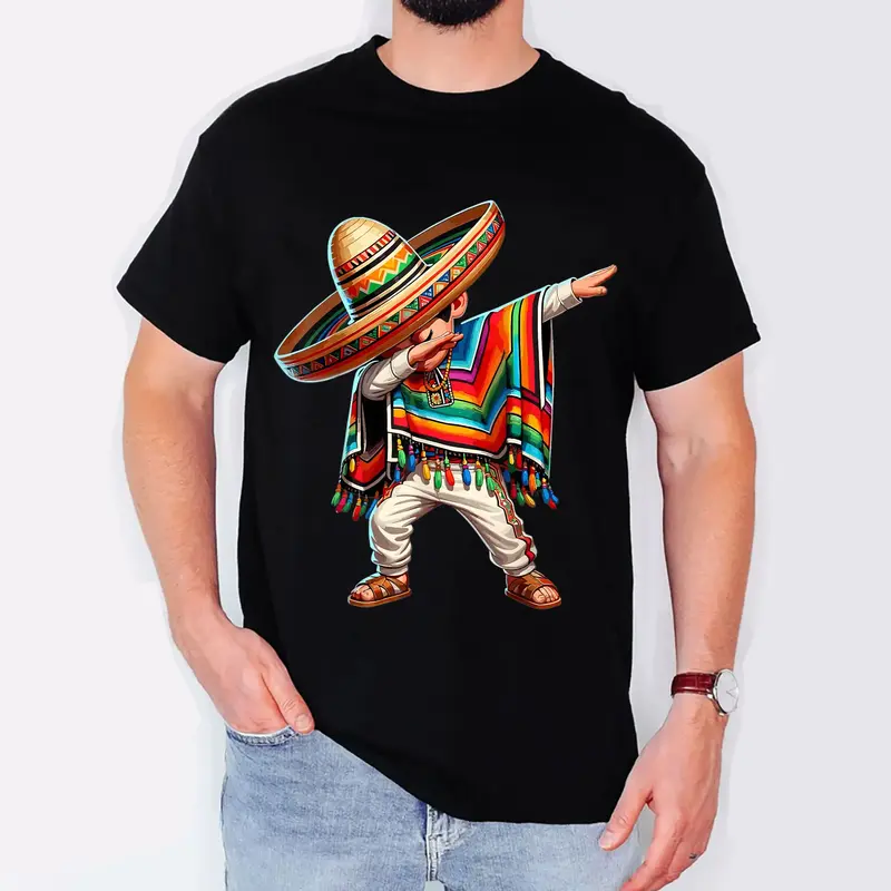 Gildan Mexican Boy Dabbing Poncho Cinco de Mayo T-Shirt