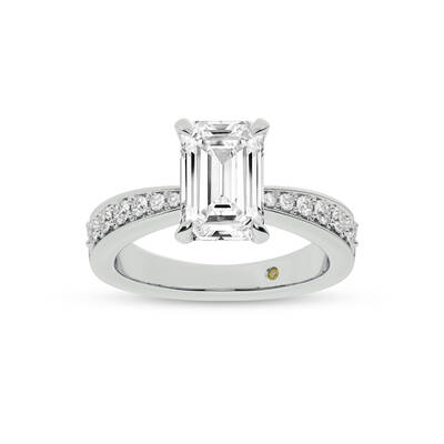 Rome  Classic Pavé Set Emerald Cut Lab Grown Diamond Engagement Ring | White Gold 1 1/4 - 4 3/8 CT. TW.