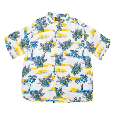 NO FEAR Mens Hawaiian Shirt Blue Floral 2XL