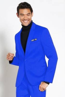 Suit And Turtleneck Combo - Turtleneck Prom Outfits - Prom Turtleneck Blue   Suit