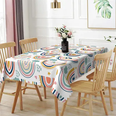 Chic Colorful Rainbow Patterns Rectangle Tablecloth - Aperturee