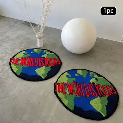 The World Is Your Round Floor Mat, 1 Count Non-slip Soft Floor Carpet, Vintage Rug, Decorative Area Rug for Home Living Room ...