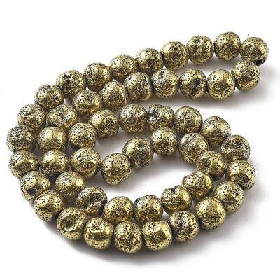 Electroplated Natural Lava Rock Beads Strands