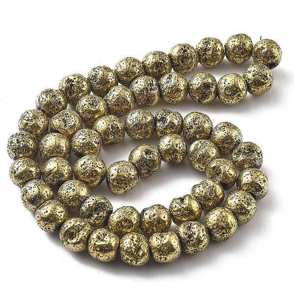 Electroplated Natural Lava Rock Beads Strands