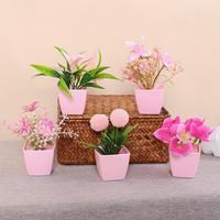 Artificial Potted Plant, 5pcs/set Mini Simulated Faux Decorative Plant with Flower Pot, Home Decor Supplies for Living Room ...