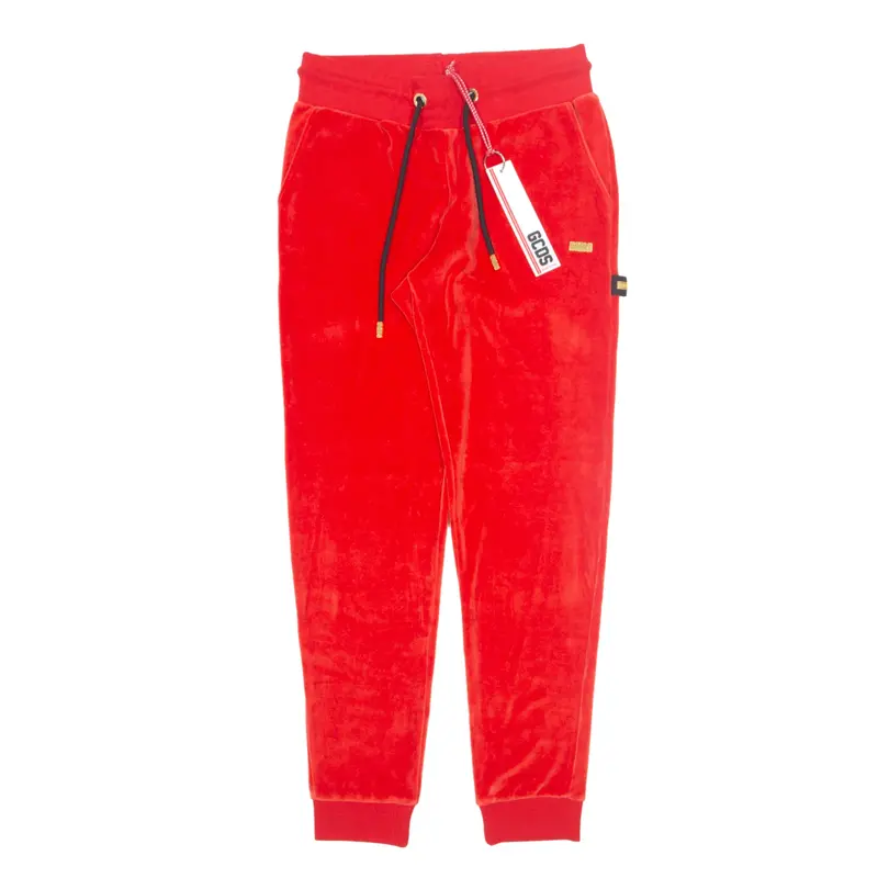 GCDS Jogger Velvet Trousers Red Relaxed Tapered Girls W28 L30