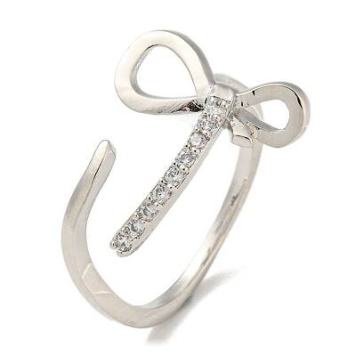 Brass with Cubic Zirconia Open Cuff Rings