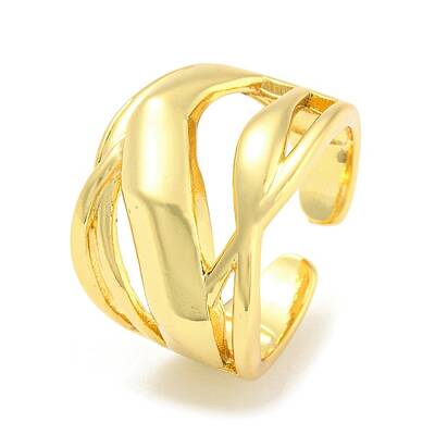 Rack Plating Brass Hollow Open Cuff Rings
