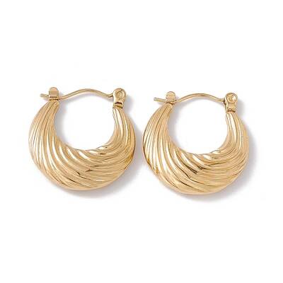 Ion Plating(IP) 304 Stainless Steel Croissant Hoop Earrings for Women