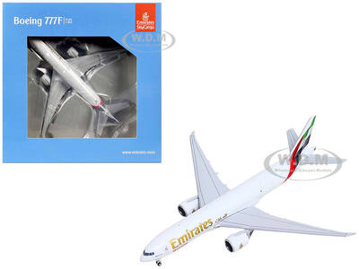 Boeing 777F Commercial Aircraft Emirates SkyCargo (A6-EFV) White with Striped Tail 1/400 Diecast Model Airplane by GeminiJe...