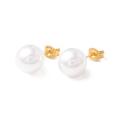6 Pair Shell Pearl Round Ball Stud Earrings