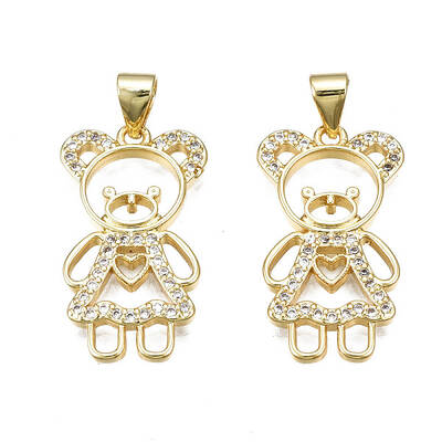 Brass Micro Pave Clear Cubic Zirconia Pendants
