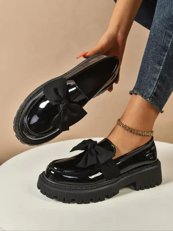 Women's Casual PU Leather Loafers, Comfortable Slip-On Shoes for Spring & Fall, Versatile Fashion Footwear for Daily Wear