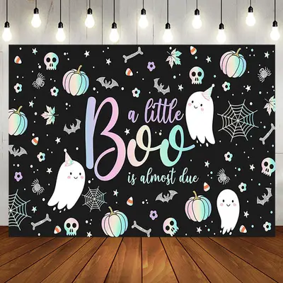 Black Little Boo Bats Halloween Baby Shower Backdrop