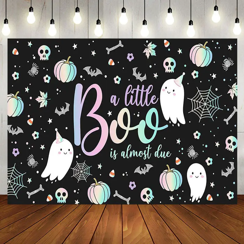 Black Little Boo Bats Halloween Baby Shower Backdrop